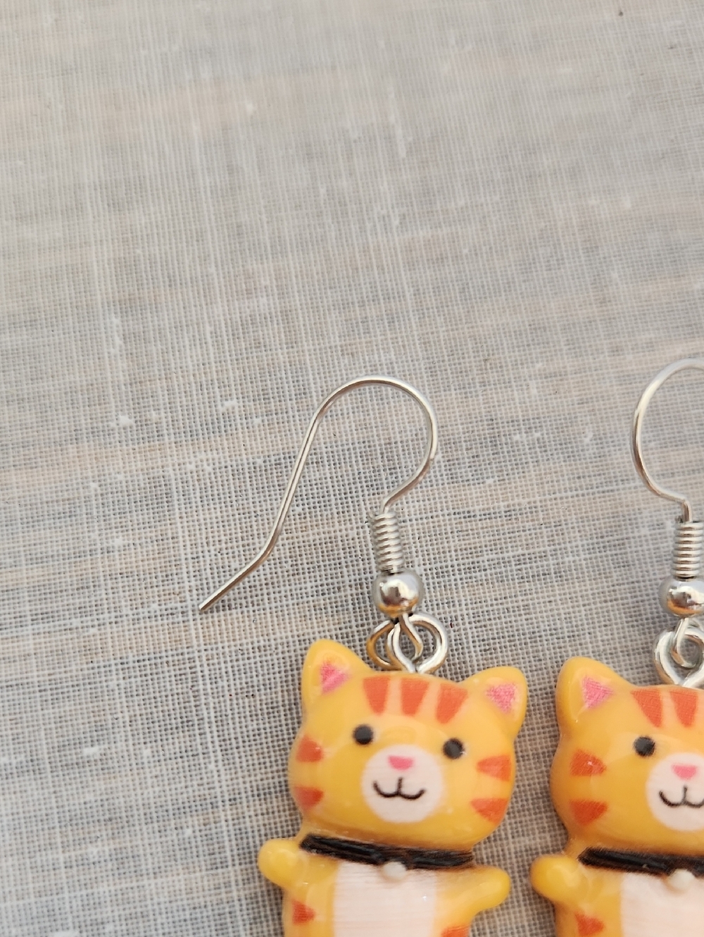 Orange Cat Dangle Earrings - Picture 7 of 7